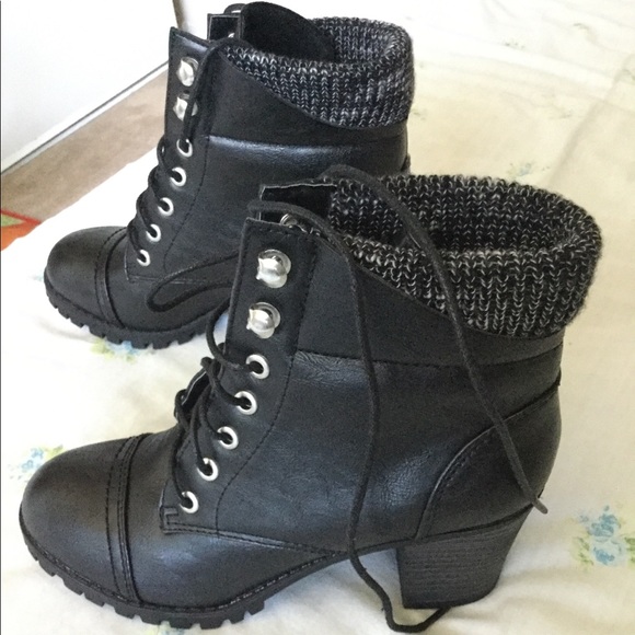BAMBOO Shoes - Bamboo heel combat boots// FIRM PRICE